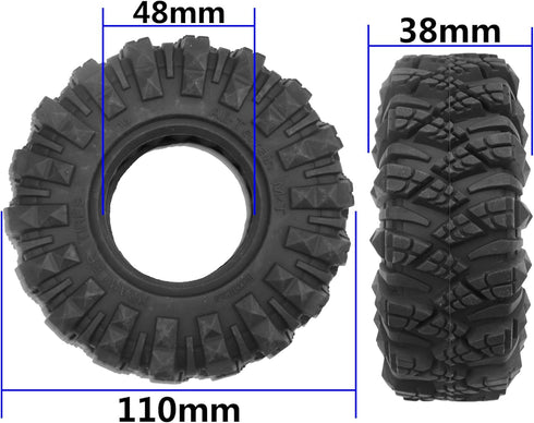 ShareGoo1.9 inch RC 1.9 Crawler Tires Rubber Mud Tires OD 110mm Tyre Compatible with Axial SCX10 90046 Redcat Gen8 RC4WD D90 TF2 MST 1/10 RC Crawler Fit 1.9 Beadlock Wheel Rims