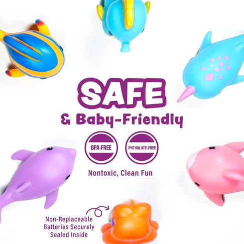 6 Pack Tub Works Mermaid Lagoon Light Up Bath Toys, | Water-Activated Light Up Toys Flash & Change Color | Easy-Grip