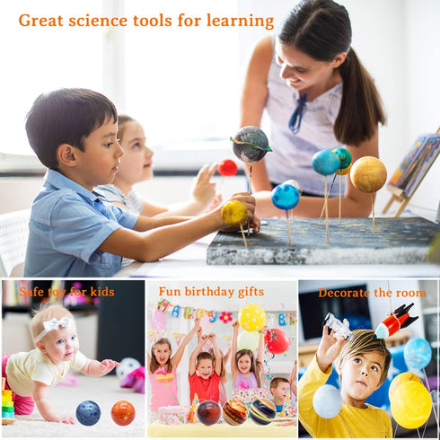 10PCS Solar System Planet Stress Balls, Stress Relief Planets and Space Ball Educational Toys for Adults and Kids