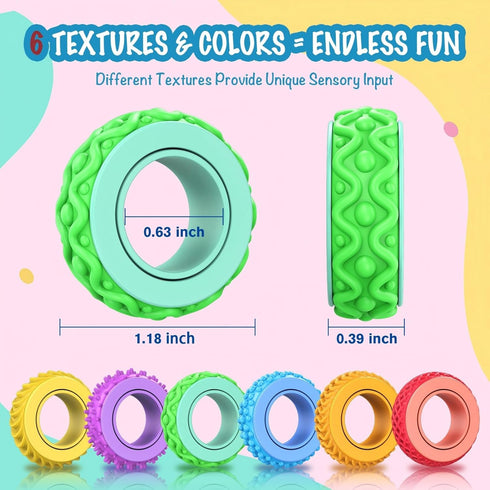12 Sensory Toys Fidget Rings for Kids - Pcs Finger Spinner Rings for Anxiety Relief Autism ADHD, Quiet Fidgets