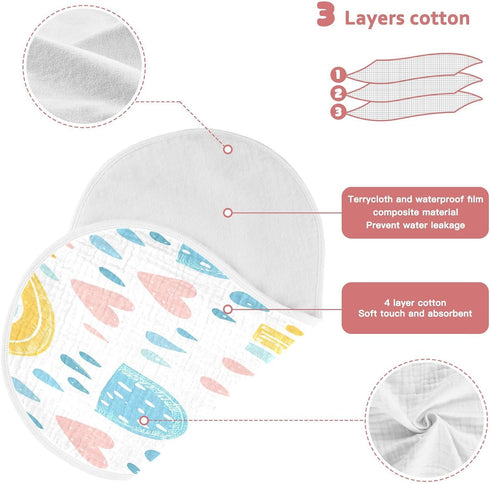 YETTASBIN Cartoon Rainbow Muslin Baby Burp Cloth, Super Soft Absorbent Cotton Burp Rag Baby Bibs Feeding Cloth