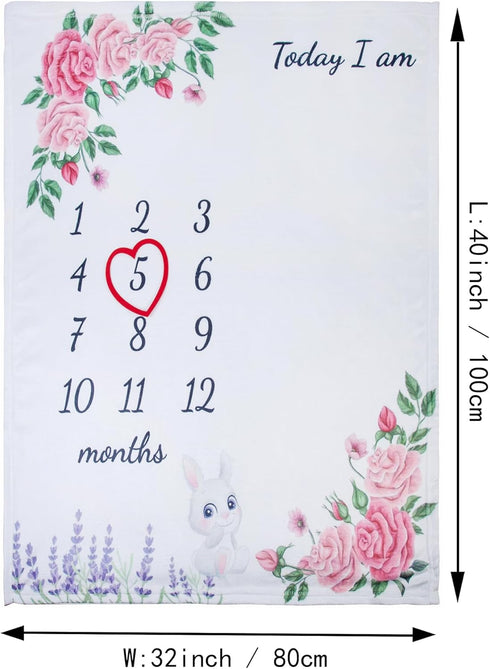 vmaisi Baby Milestone Blanket Gifts for Girl - Newborn Monthly Year Infant Growth Blankets Nursery Swaddling Blankets