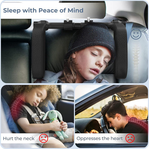 Yoocaa Adjustable Car Headrest Pillow, Road Pal Headrest, U-Shaped Travel Sleeping Pillow for Kids & Adults, Head Neck