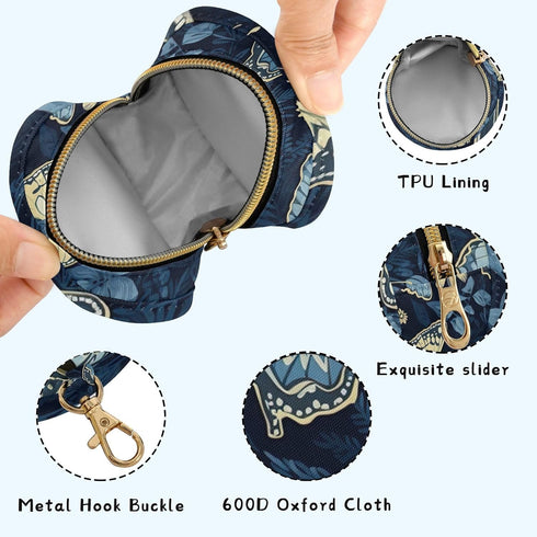 YETTASBIN Butterfly Portable Pacifier Holder Case with Metal Hook Buckle & Zipper for Diaper Bag and Stroller