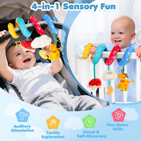 0-6 3 URMYWO Spiral Car Seat Toys for Babies Months, Newborn Toys & Infant Toys, Month Baby Toys, Toddler Travel Toys