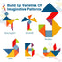 Vanmor Wooden Tangrams Sets, Educational Toy Pattern Blocks, Shape Card Brain Teaser Puzzles, Travel Games for Kids 4-8