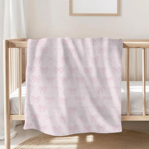 Selgkds 30x40inch Pastel Pink Bows Baby Blankets for Girls Preppy Girly Ribbons Swaddle Receiving Blanket Toddlers