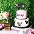 Black Glitter Minnie Inspired Happy Birthday Cake Topper with Pink Bows for Girls Birthday Party