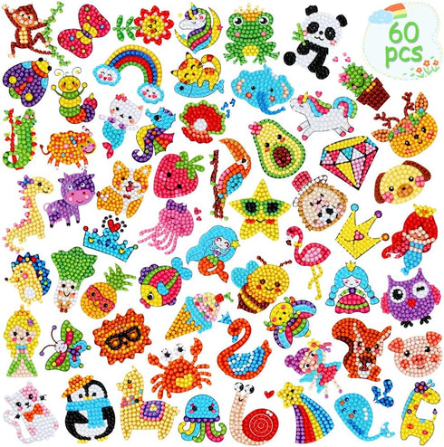 GWAHSA 60pcs 5D Diamond Art Stickers Arts and Crafts Creative Gem Art