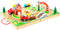 Melissa & Doug 17-Piece Wooden Take-Along Tabletop Farm, 4 Farm Vehicles, Play