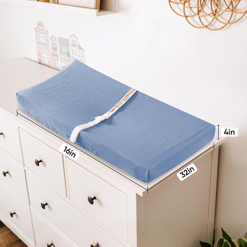 TADO MUSLIN 100% 360 2 Pack Changing Pad Cover for Baby Girls Boys - Organic Cotton Muslin Changing Pad Sheets