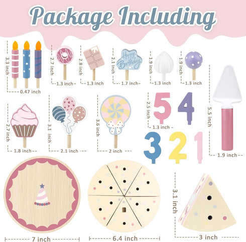 Sets 2 3 4 5 Wooden Birthday Party Cake Play Food for Toddler Year Old Girls Boys Kids Kitchen Accessories Pretend Play