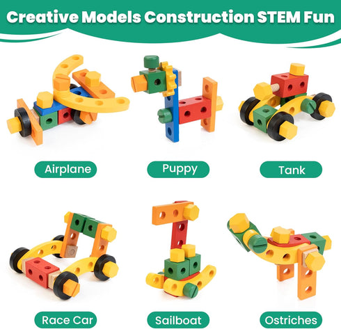 Set, 90 Set 3-5 WOOOMAM Kids Tool PCS Wooden Toddler Tool with Box and Flash Cards, Tool Kit for Kids Age Years