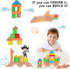Large Wooden Building Blocks Set - Educational Preschool Learning Toys with Carrying Bag for Toddler Gifts 3+ Year Old