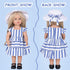 Doll Clothes and Accessories - 3 Pc. Set with Blue and White Stripes Skirt, Hat, and White Underwear
