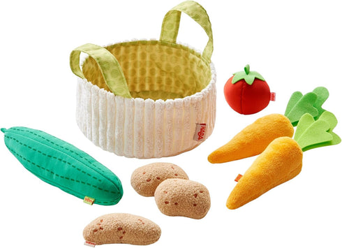 Set Playset 3 HABA Play Food - Soft Veggie Basket with Cucumber, Tomato, Carrots & Potatoes Pretend Play Kitchen Toy