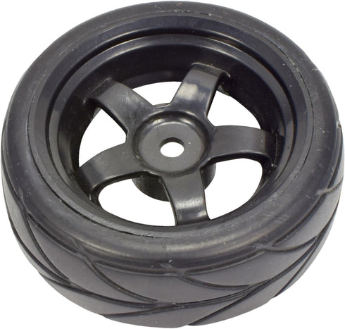 Apex RC Products 1/10 On-Road Black 5 Spoke Wheels with V Tread Rubber Tires (Set of 4) #5000