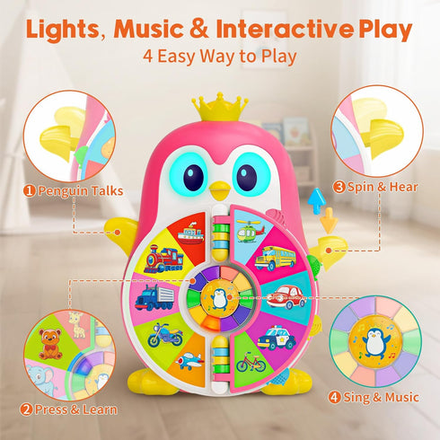 1,2 1-3 5-Theme 1-2 12-18 Vahome Musical Penguin Educational Toys for Year Old Girl Gifts, Learning Toy for Toddlers Yr