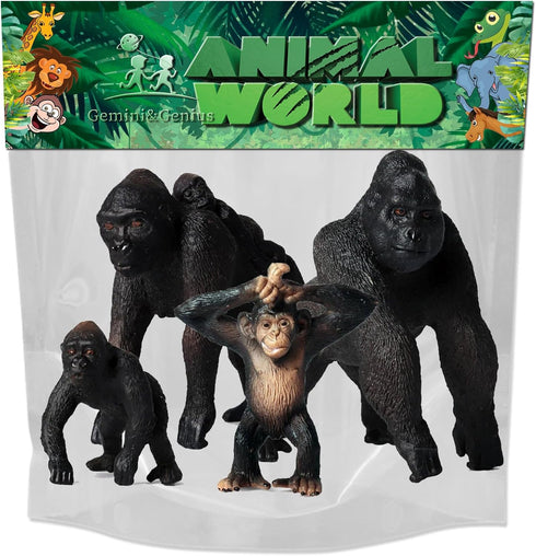 Gemini&Genius King Kong Safari Animal Toys, Gorilla Family Figurines for Kids, Room Decoration, Ages 3+