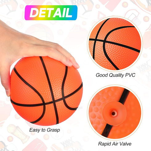 Leitee 30 Pcs Mini Basketballs with Pump 6 Inch Colorful Indoor Outdoor Replacement