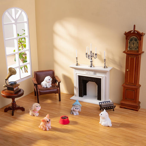 Minamzee 1:12 Set, 3Pcs Dollhouse Furniture Accessories Victorian Miniature Grandfather Clock, Vintage Phonograph