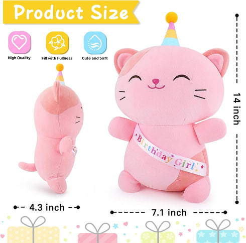 Plush,14 Achwishap Cat Stuffed Animal,Birthday Girls Cat Cats Plush Toys,Cute Plushies Birthday Gifts for Girls,Kawaii