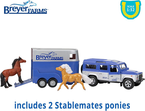 Playset 3.25 10.5 2.5 2 1:32 #59216, Breyer Horses Farms Land Rover and Tag-a-Long Trailer and | Die Cast | H x L x D |