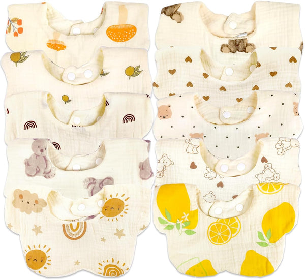 Baby Bibs Muslin Bibs for Baby Girl Boy for Drooling and Teething