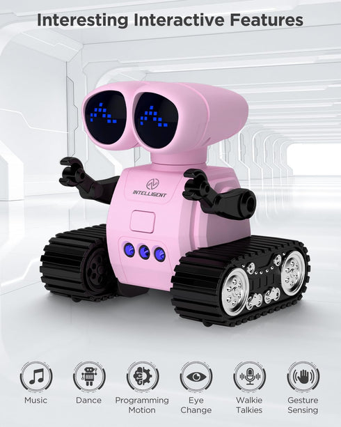 Programming, 6-12 Robot Toys for Kids, Rechargeable Remote Control Robot Toys with Walkie Talkies, Gesture Sensing