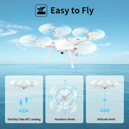 Cheerwing Syma X5SW-V3 WiFi FPV Drone with Camera, 2.4Ghz 4CH 6-Axis Gyro RC Quadcopter, White