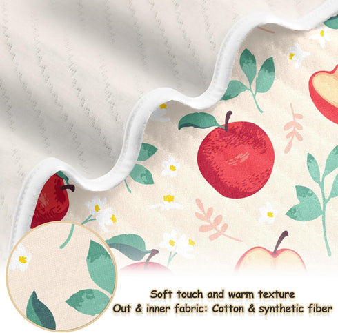 KICPOAY 30x40 Inch Swaddle Blanket for Apples with Leaves Baby Receiving Blanket Muslin Baby Swaddles Soft Cotton