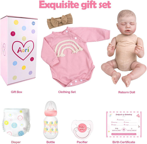 20-inch 3+, Aori Reborn Baby Dolls Realistic - Lifelike Newborn Sleeping Girl with Ultra-Realistic Handcrafted Details