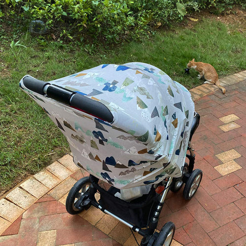 Baby Carseat Cover with Beanie, Adventure Mountain Infant Carseat Canopy for Boys Girls, Nursing Cover Breastfeeding