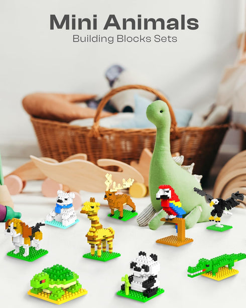 Kimiangel Party Favors for Kids - 12 Pack Mini Animals Building Blocks Sets for Goodie Bags, Christmas Birthday