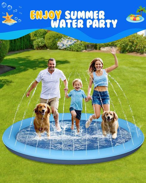 moinmoly 67" Summer Dog Splash Pad, Non-Slip Thickened Sprinkler Pool, Outdoor Pet Water Play Mat, Splash Pad for Dogs