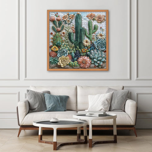 PICKFORU Puzzle1000 Cactus Puzzle for Adults, Unique Succulent Flower Plant Puzzle, Floral Nature Art Pieces