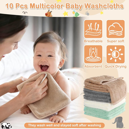 14 Set, Set,4 32x32 10 Flasoo Pcs Baby Towels Baby Towels and Washcloths Pcs in Cute Hooded Bath Towel & Pcs Baby