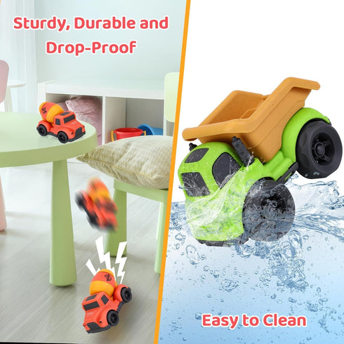 2 3 3 1 2-4, Toddler Cars Toys for Year Old Boy, in Dump Truck Mixer Cement and Crane Toys for Baby Boy Girls, BPA