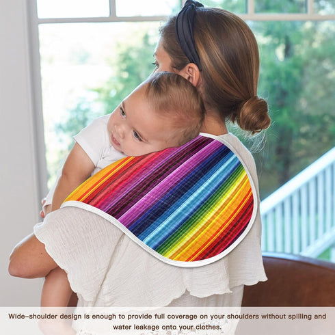 Set 1, 11 x22 Inch Kigai Mexican Serape Stripes Colorful Muslin Baby Burp Cloths, Large Absorbent Cotton Muslin Burp