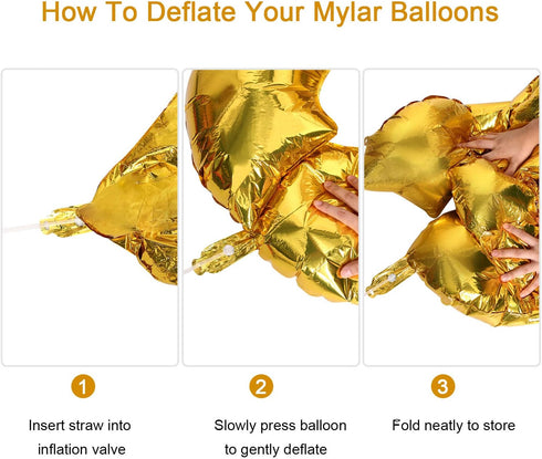 Gejoy 24 Pieces Chain Balloons, 16 Inch Foil 90s Balloons for Hip Hop Party Decorations, Gold
