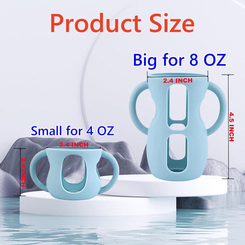 Frezonika 4 Pack 4/8 OZ 8 OZ) Silicone Sleeves for Avent Natural Glass Baby Bottles, Silicone and Easy-Grip Handles