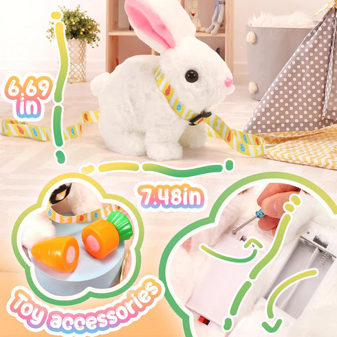 Tagitary Plush Toys Electronic Toy with Sounds, Wiggling Ears, Interactive Rabbit Toy for Kids with Leash