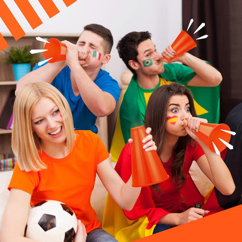 12 Pieces Orange Cheer Megaphone for Party Favors Noisemaker Toys DIY Plastic for Sports Match Game Outdoor Activities