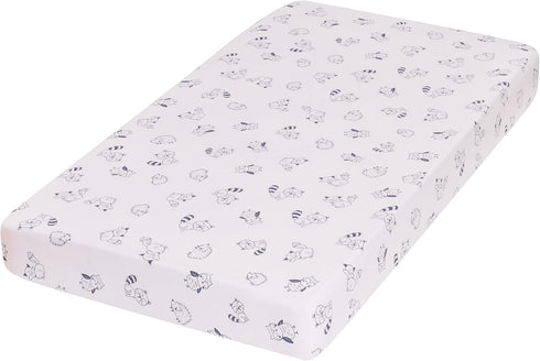 CribMATE Set 3 Set Animal Nursery Crib Bedding for Boys Pieces Blue Raccoon Fox Owl Hedgehog Baby Boy Bedding