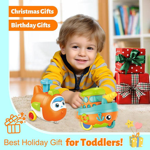 1 1-3, 6-9-12-18 Set, 1-2 Toddler Toys for Year Old Boy, Press to Go Car Toys for Toddlers Learning Baby toy Months