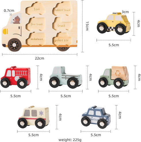 Set 1-3 1+ 1st Wooden Cars Vehicle for Toddlers Cars Toy for Toddlers Montessori Toys for Year Old Educational Birthday