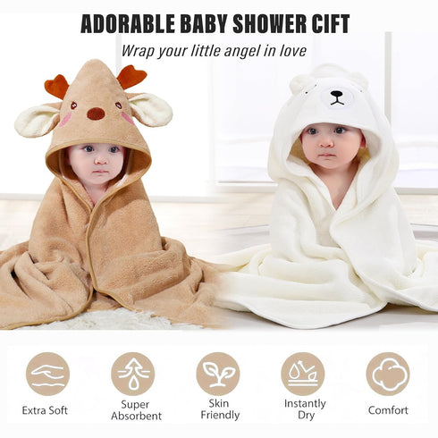 6 Set Essential(31.5 31.5 Inch) Yaiseiko PCS Baby Bath Towels Animal Hooded Baby Hooded Bath Towels Soft and Ultra