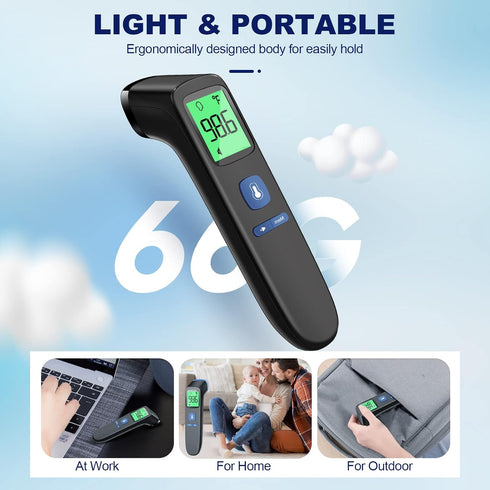 Non-Contact Thermometer for Adults and Kids, FSA Eligible, Touchless Infrared with Fever Alarm, Black