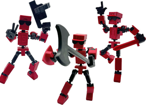 3D Printed Action Figure Mini-13, 6.65-inch Movable Toy with Accessories, Creative Desk Decoration (Red)
