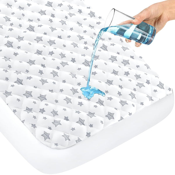 Crib Mattress Protector Waterproof, Quilted Crib Mattress Pad Cover 52" x 28"